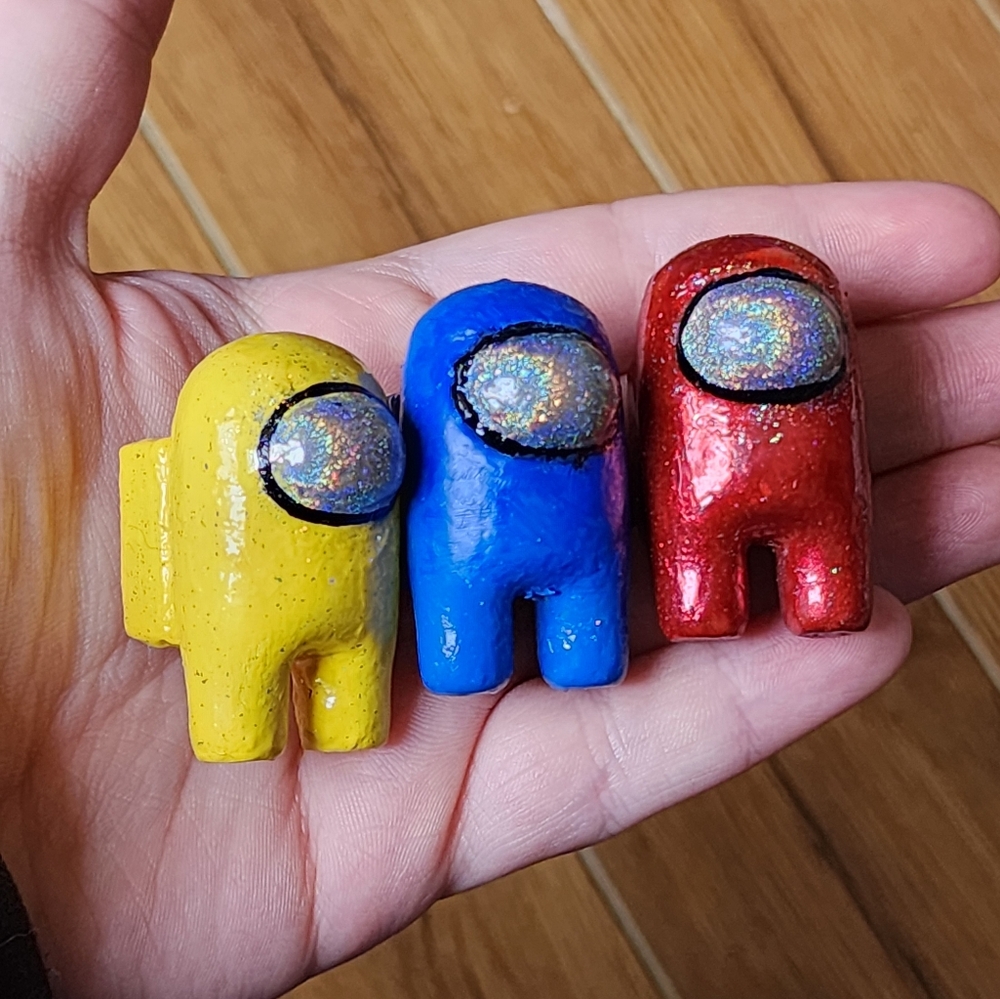Set of Three Homemade Among Us Characters